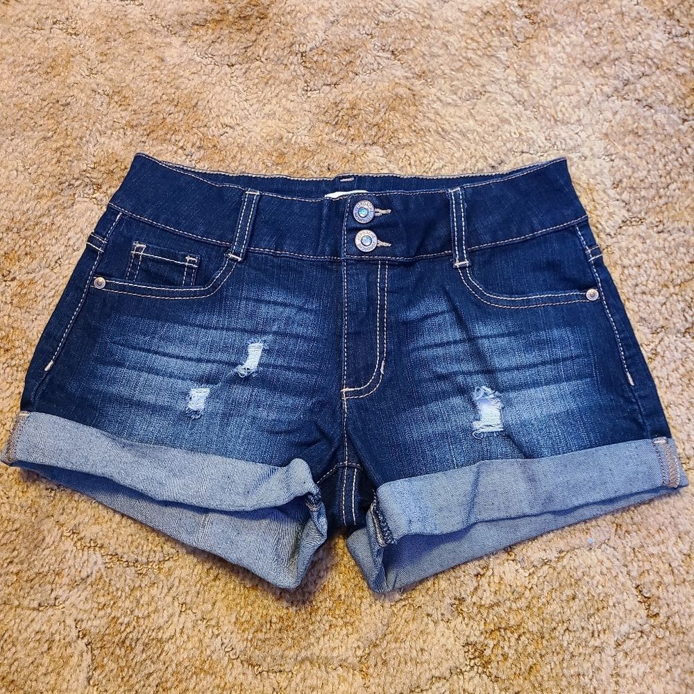 jordache dark wash jean shorts size 14
